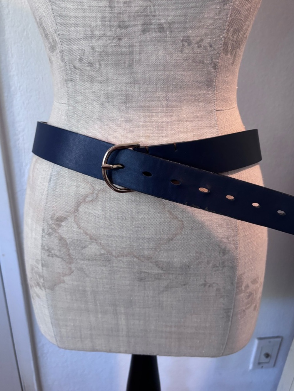 Tommy Hilfiger Navy Belt with Gold Buckle